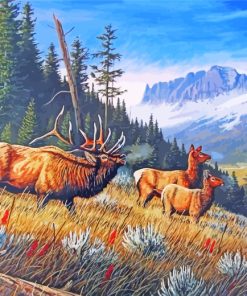 Elk In Montains paint by numbers