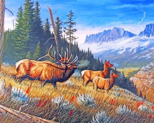 Elk In Montains paint by numbers
