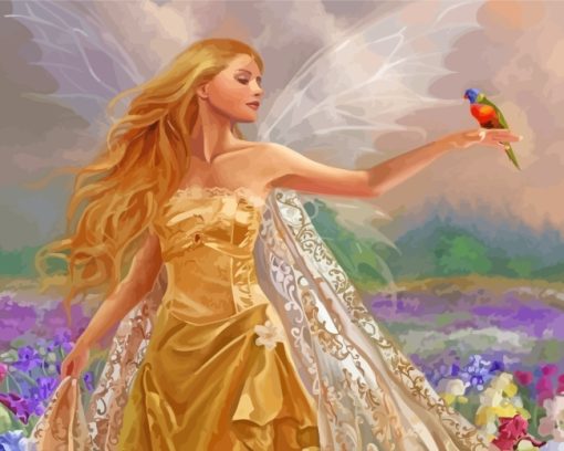 Fantasy Fairy And Bird paint by numbers