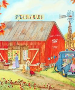 Farm Quilt Barn paint by number