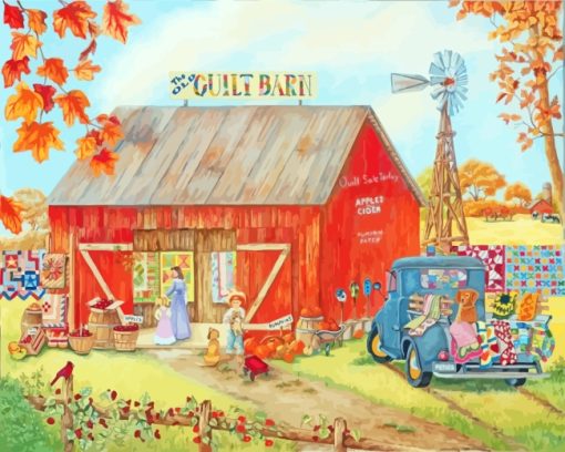 Farm Quilt Barn paint by number