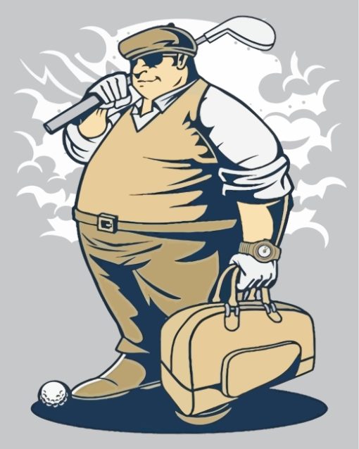 Fat Golfer Illustration paint by number