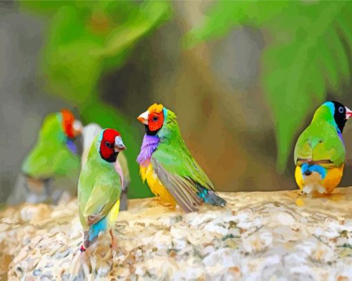 Finches Birds paint by number