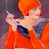 Flapper Deco Lady Smoking paint by numbers