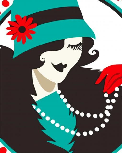 Flapper Lady Illustration paint by numbers