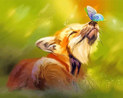 Fox And Butterfly Art paint by numbers