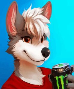 Furry Drinking Monster Drink paint by number