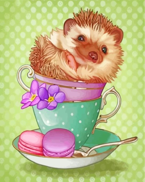 Hedgehog In A Cup paint by numbers