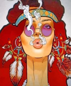 Hippie Girl Smoking paint by numbers