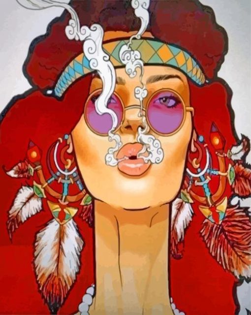 Hippie Girl Smoking paint by numbers