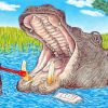 Hippo Brushing His Teeth paint by numbers