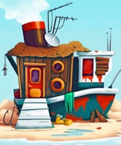 Houseboat Illustration paint by numbers