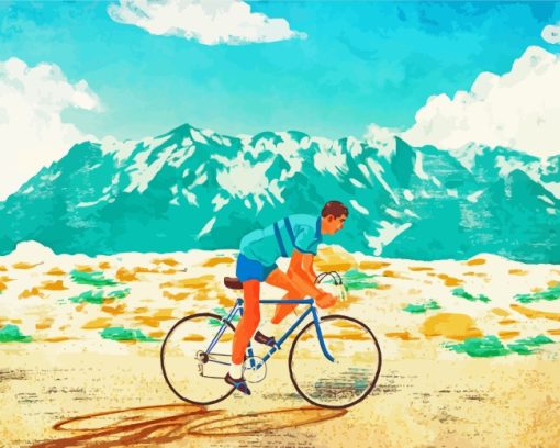 Illustration Cyclist Art paint by numbers