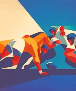 Illustration Rugby Players paint by numbers