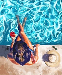 Woman Swimming In The Water - Paint By Number - Paint by numbers for adult