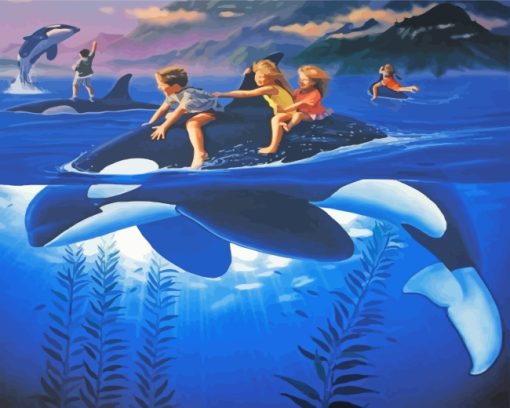 Kids On Orca paint by number