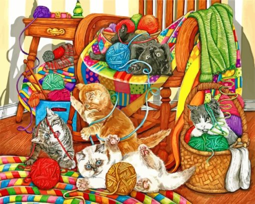 Knit Cats paint by number