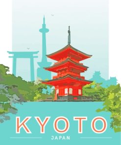 Aesthetic Kyoto Japan Poster paint by numbers