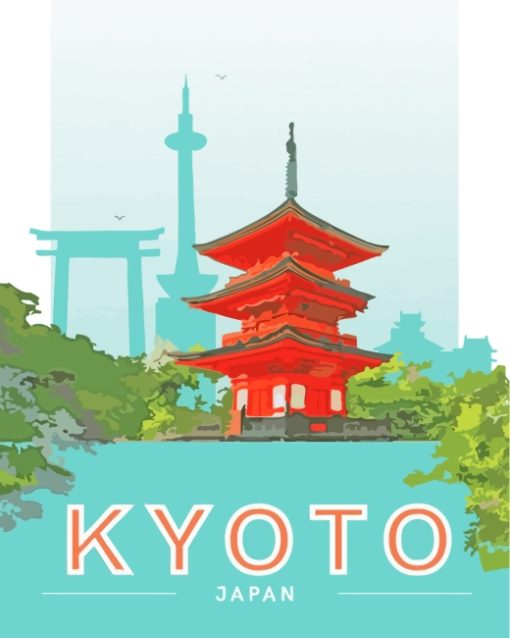 Aesthetic Kyoto Japan Poster paint by numbers