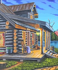 Lakeside Rustic Cabin paint by number