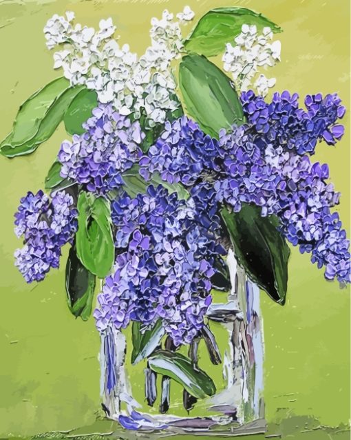 Purple Lilacs In Glass paint by numbers