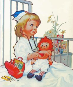 Little Nurse And Doll paint by numbers