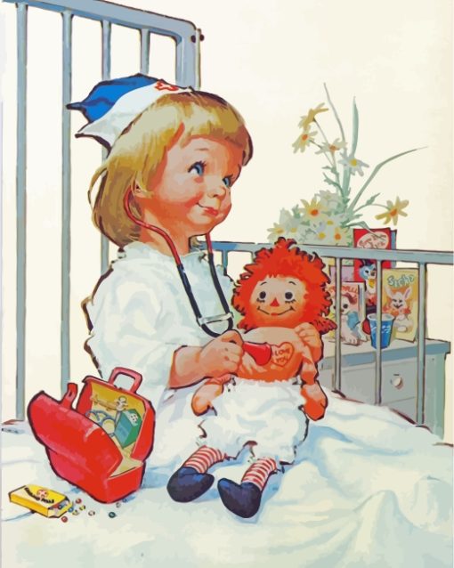Little Nurse And Doll paint by numbers