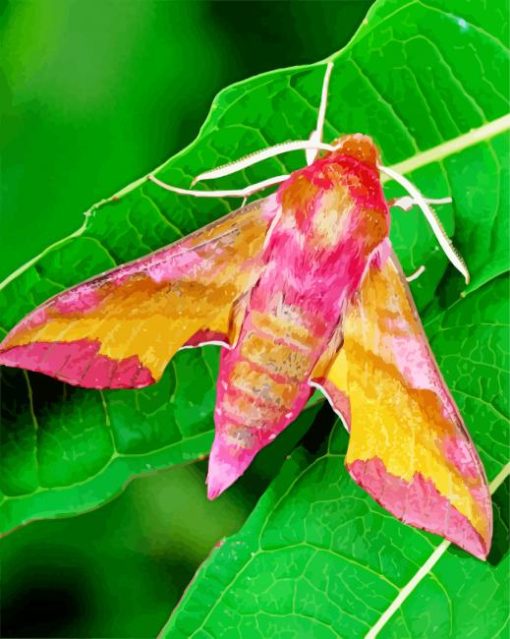 Yellow And Pink Moth paint by numbers