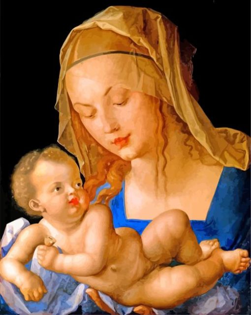 Madonna And Child With The Pear By Durer paint by number
