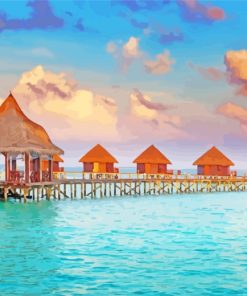 Maldives Huts paint by numbers