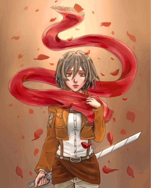 Mikasa Ackeraman Anime Character paint by numbers