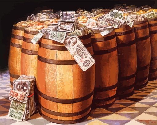 Money Barrels paint by numbers