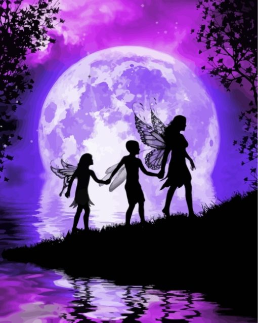 Moonlight Fairies Silhouette paint by numbers