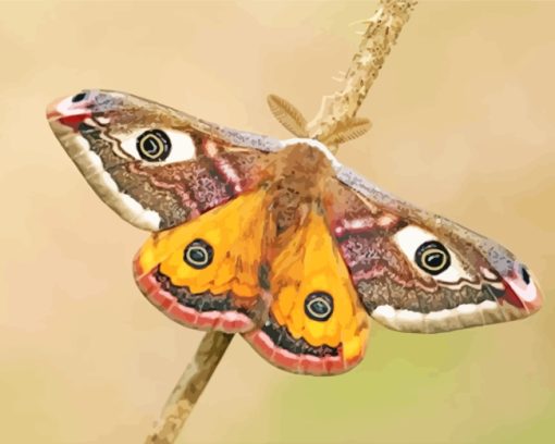 Yellow And Brown Moth Butterfly paint by numbers