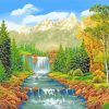 Nature Scene Waterfall paint by number