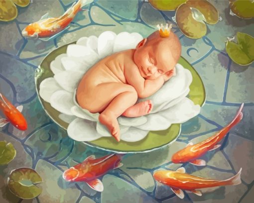 Newborn Baby And Koi paint by numbers