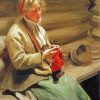 Old Woman Knitting paint by numbers