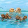 Otters Swimming paint by Numbers