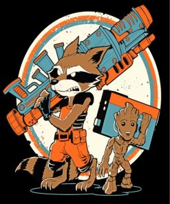 Rocket And Groot Illustration paint by numbers