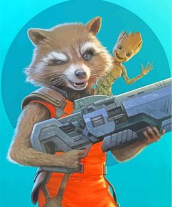 Rocket Raccoon And Groot paint by numbers