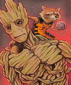 Rocket And Groot paint by numbers