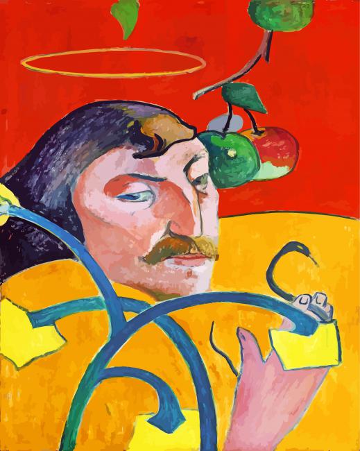 Self Portrait With Halo And Snake By Gauguin paint by numbers