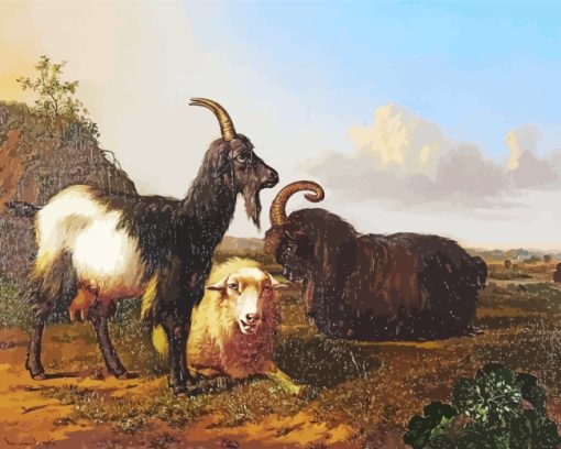 Sheep And Two Goats paint by numbers