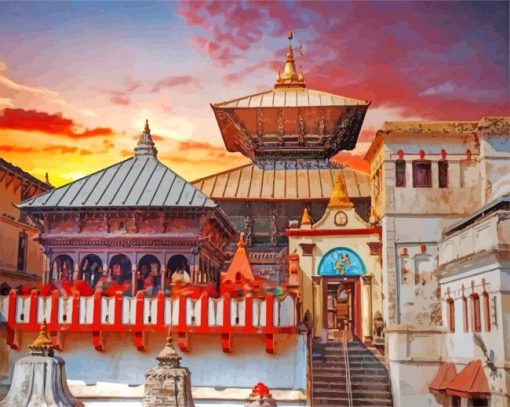 Shree Pashupatinath Temple Nepal paint by numbers