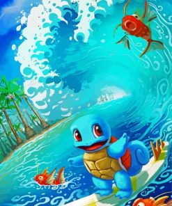 Squirtle Surfing paint by numbers