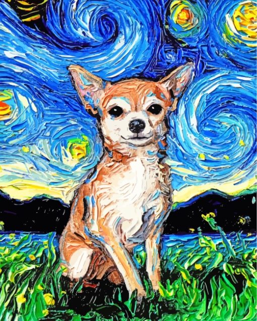 Starry Night Chihuahua paint by number