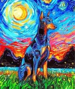 Starry Night Doberman paint by numbers