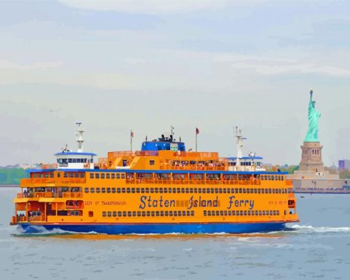 Staten Island Ferry Hoboken Illustration paint by number