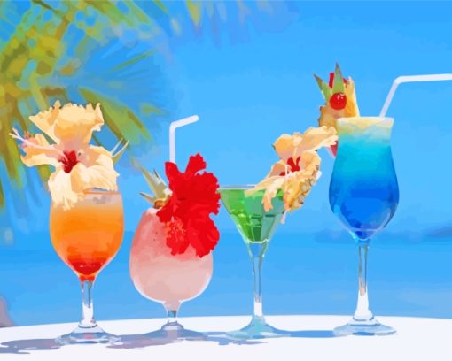 Summer Cocktail Drinks paint by number