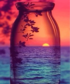 Sunset Glass Bottle paint by numbers